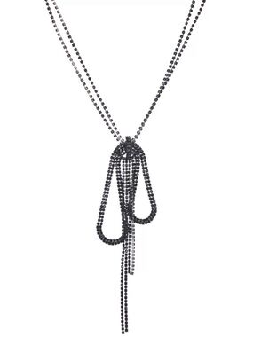 Black Stone Bow Necklace